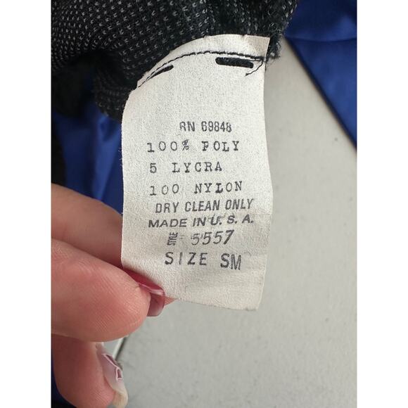 Vintage 80s Glam Cocktail Prom Dress Womens Small Black Blue Short Bow Ruffle - Picture 9 of 12